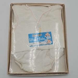 Spencer's White Diaper Shirt and Panty Set Vintage 70s New Large